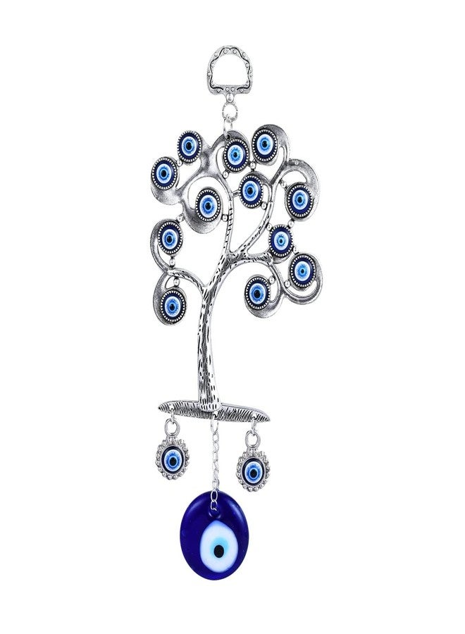 BLUE BEADS خرز أزرق معدني لتزيين المنزل، زينة عين الحسد، زينة معلقة على الباب أو الشجرة، زينة معلقة على الباب أو السيارة، تميمة للسيارة والمنزل والمكتب للحماية والبركة، أزرق - Image 1